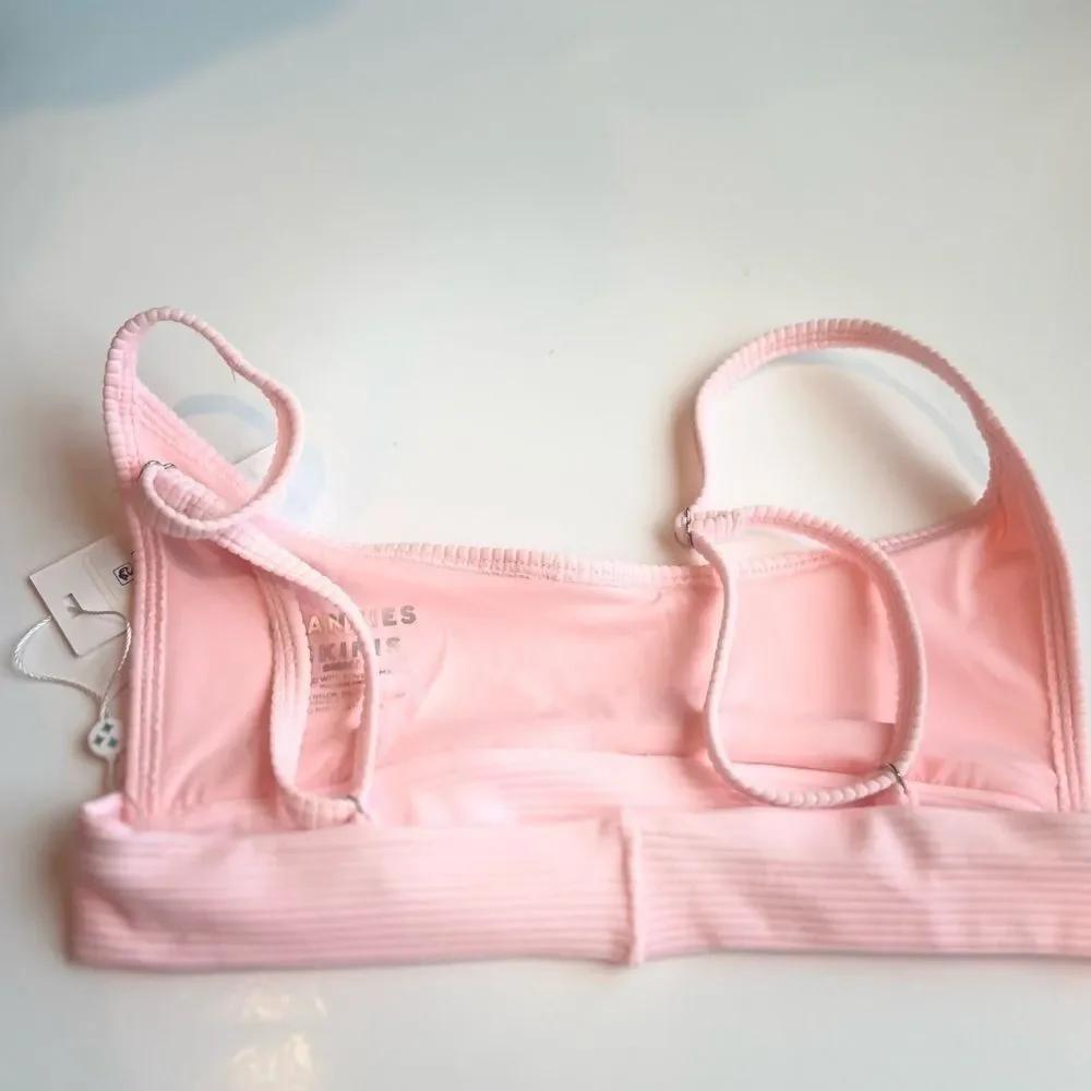 Frankies Bikinis Womens Gavin Pink Knit Adjustable Straps Bikini Swim To…